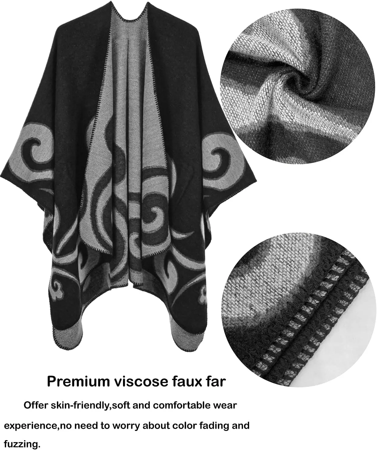 AONTUS Shawls Wraps Poncho Cardigan Cape Knitted Cover Ups Vintage Scarfs Sweater for Womens