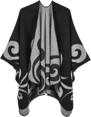 AONTUS Shawls Wraps Poncho Cardigan Cape Knitted Cover Ups Vintage Scarfs Sweater for Womens