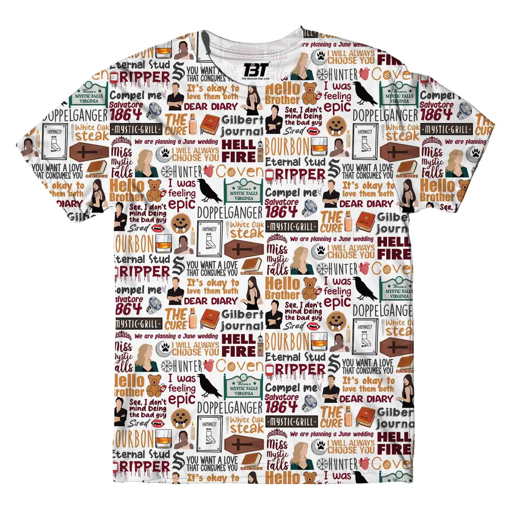 AOP T-shirt - Mystic Falls Doodle