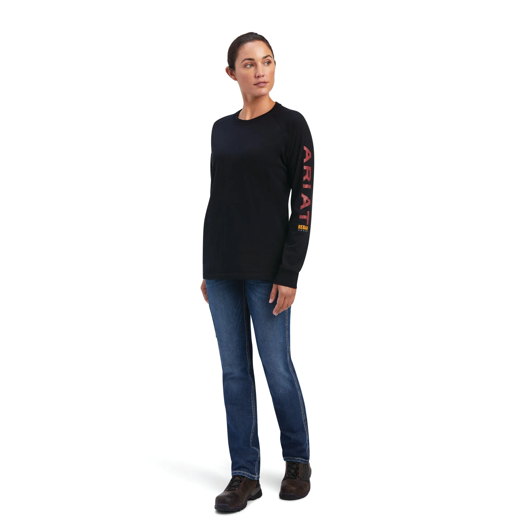 Ariat® Ladies Rebar Cotton Strong Logo Graphic Black T-Shirt 10041514
