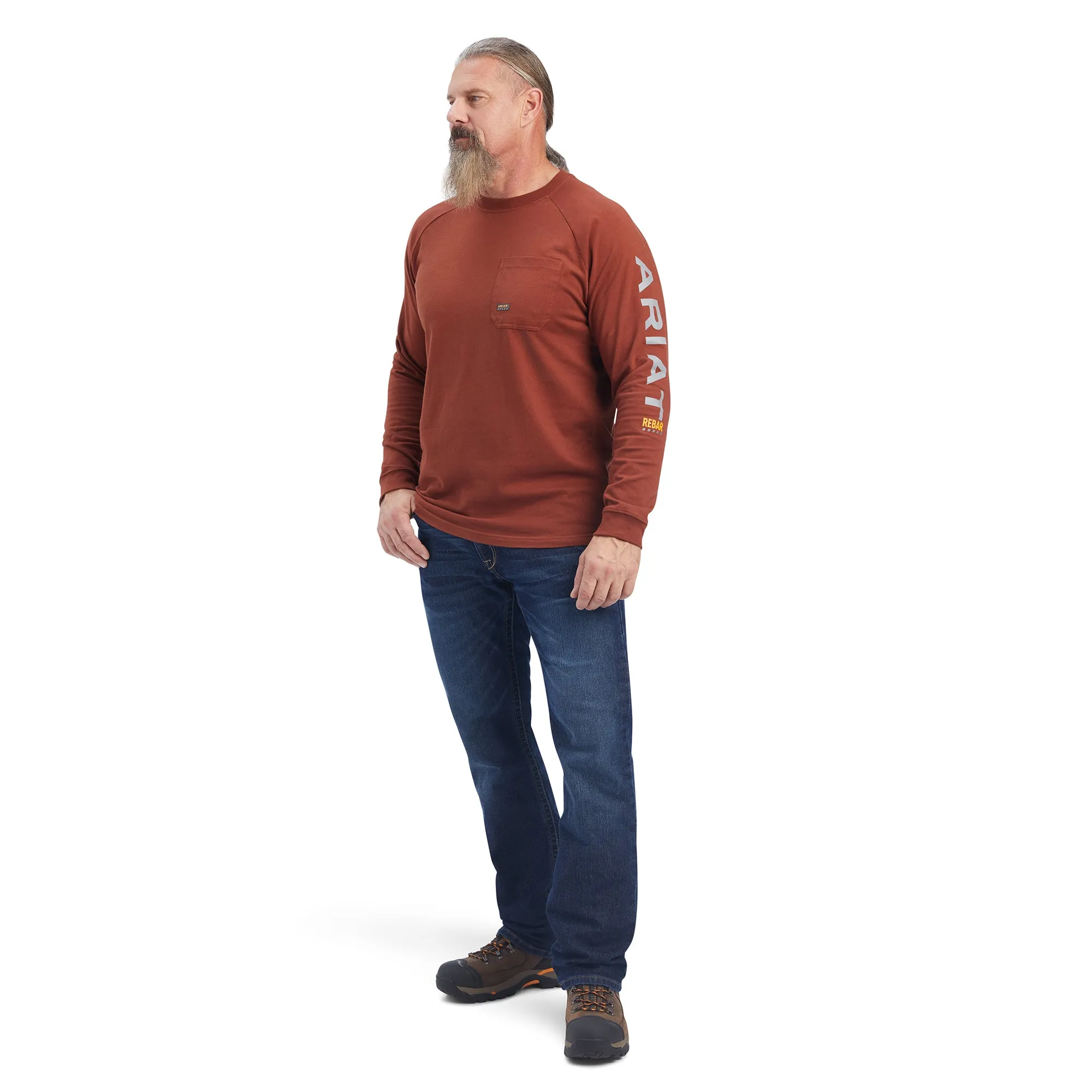 Ariat® Men's Rebar Cotton Strong Graphic Cherry Mahogany Tee 10041624