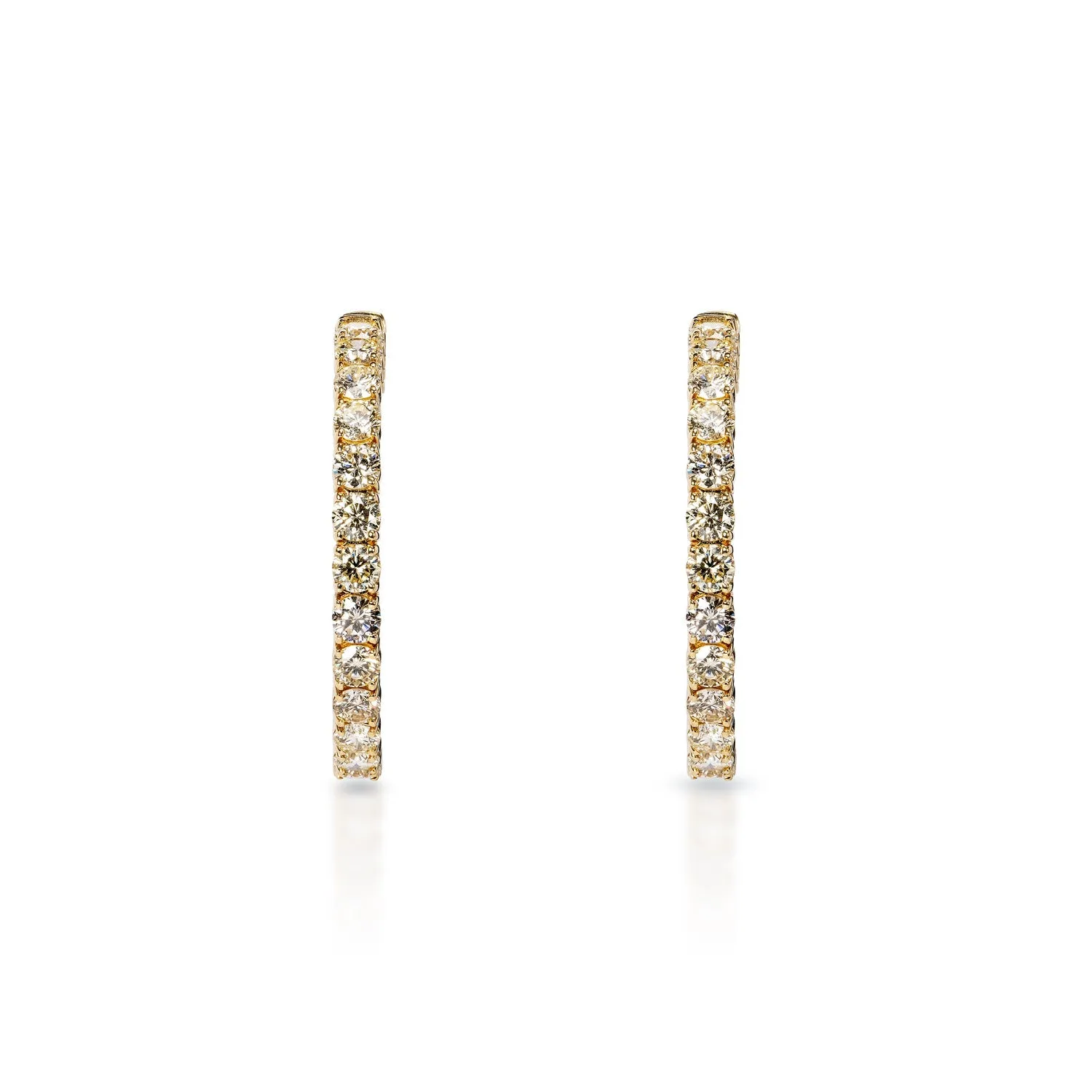 Ariel 10 Carat Round Brilliant Diamond Hoop Earrings in 14k Yellow Gold