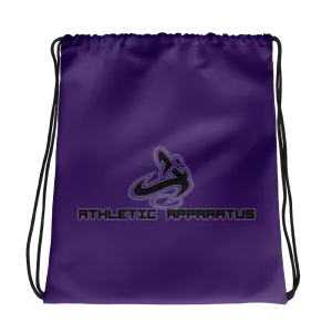 Athletic Apparatus Purple Black Logo V1 Drawstring bag
