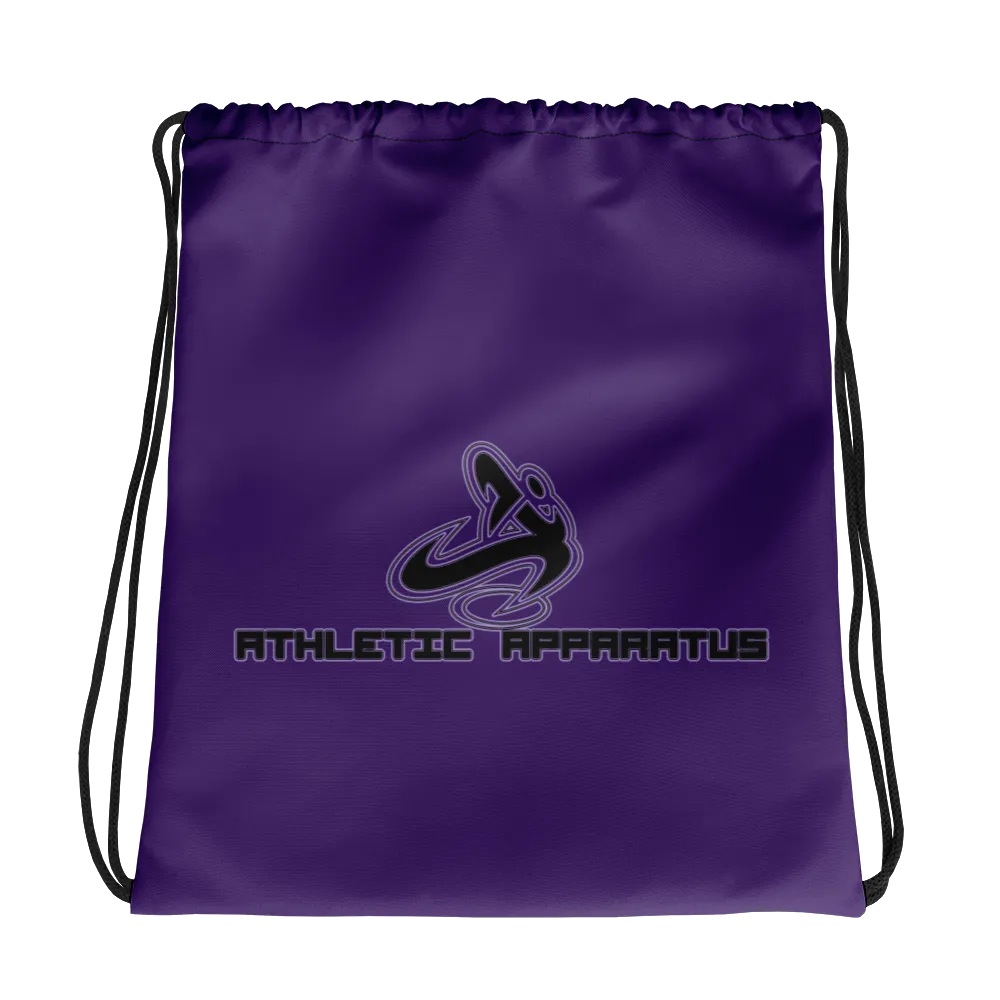 Athletic Apparatus Purple Black Logo V1 Drawstring bag