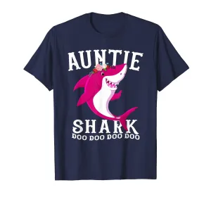 Auntie Shark T Shirt Mother Grandma Halloween Christmas