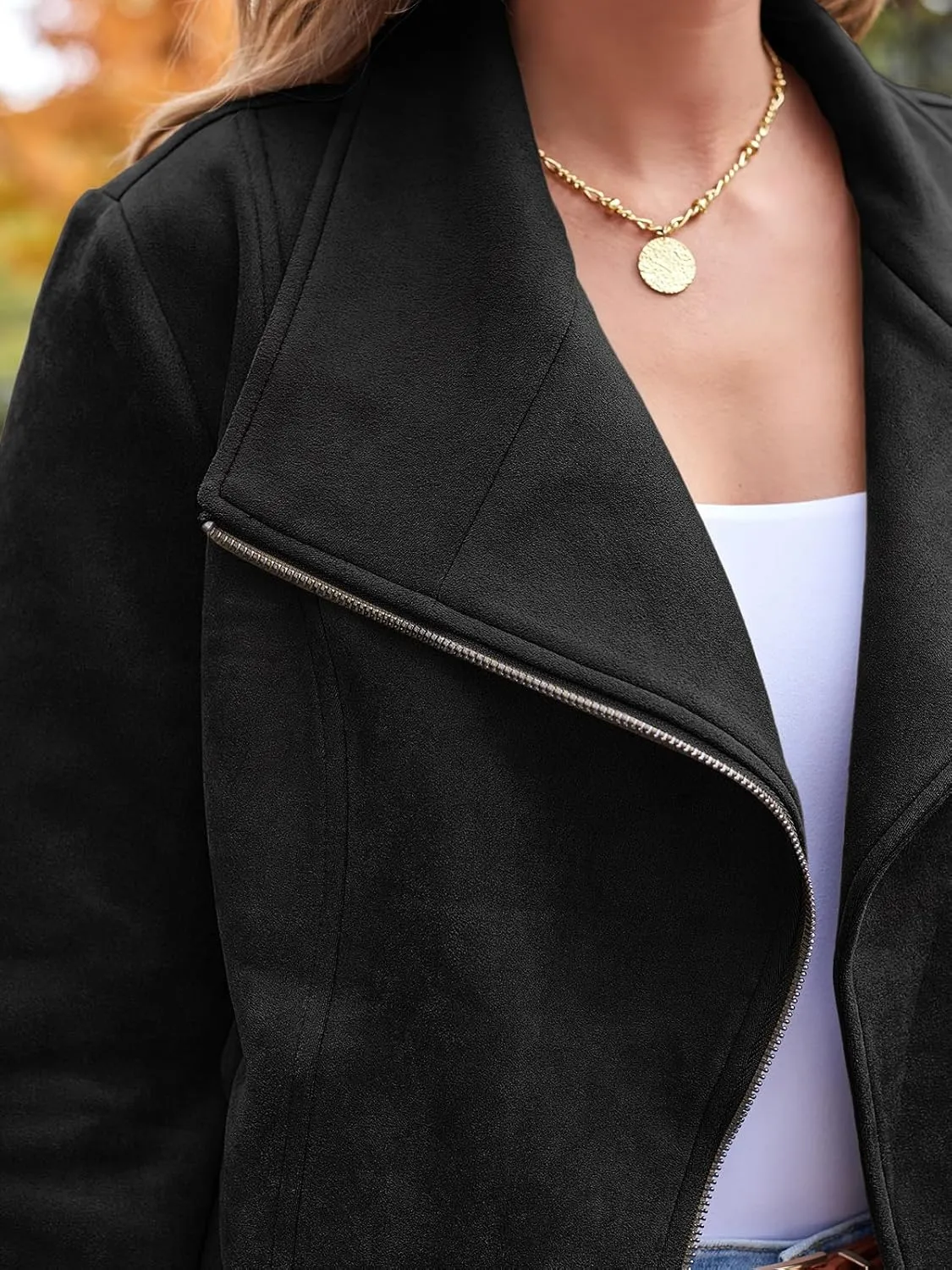 AUTOMET Womens Faux Leather Jackets Suede Fall Fashion 2025 Outfits Winter Clothes Open Front Cropped Coat Outwear