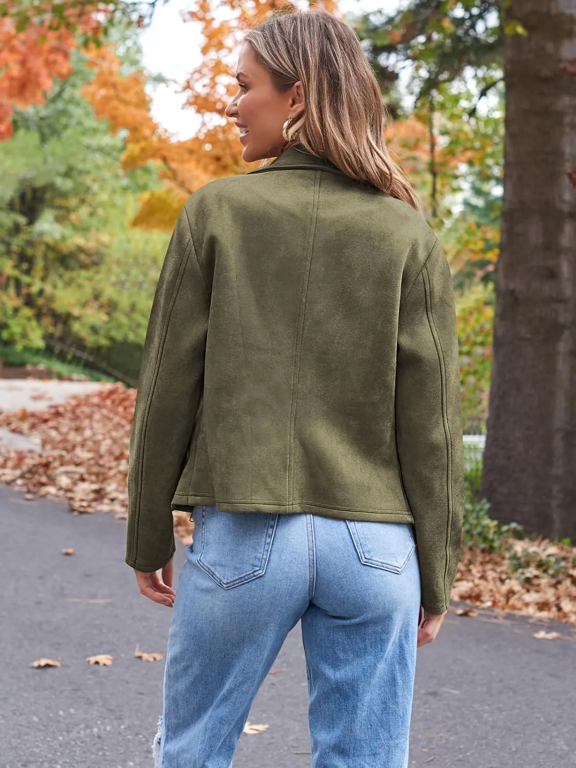 AUTOMET Womens Faux Leather Jackets Suede Fall Fashion 2025 Outfits Winter Clothes Open Front Cropped Coat Outwear