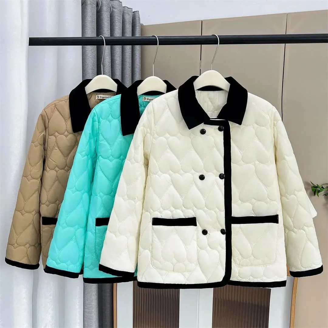 Autumn Winter Contrast Color Cotton-Padded Coat Women's Warm Parkas