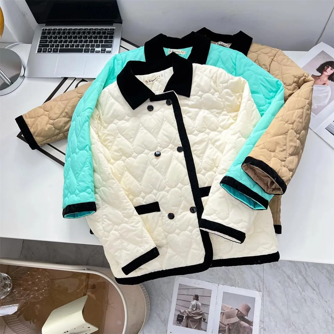 Autumn Winter Contrast Color Cotton-Padded Coat Women's Warm Parkas