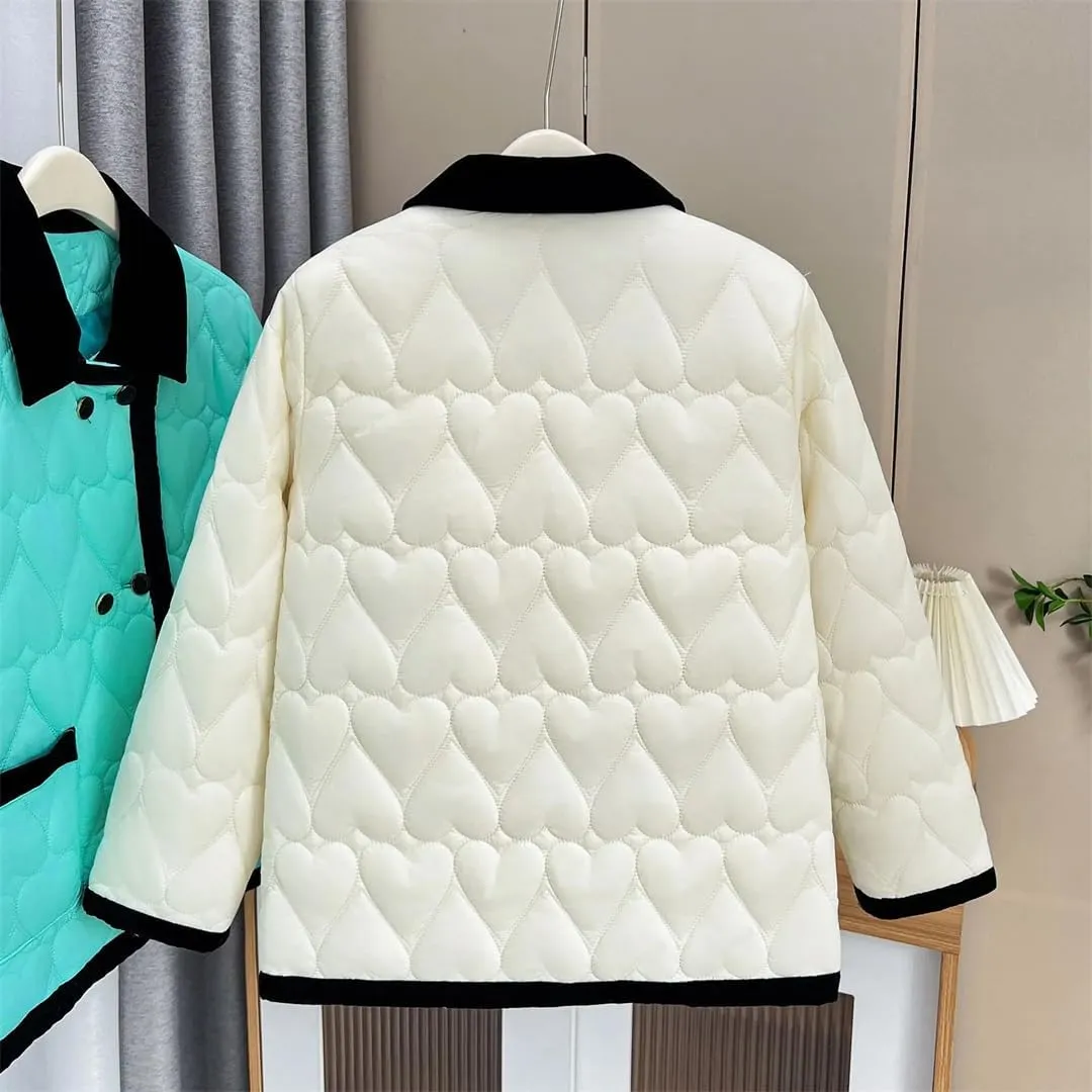 Autumn Winter Contrast Color Cotton-Padded Coat Women's Warm Parkas