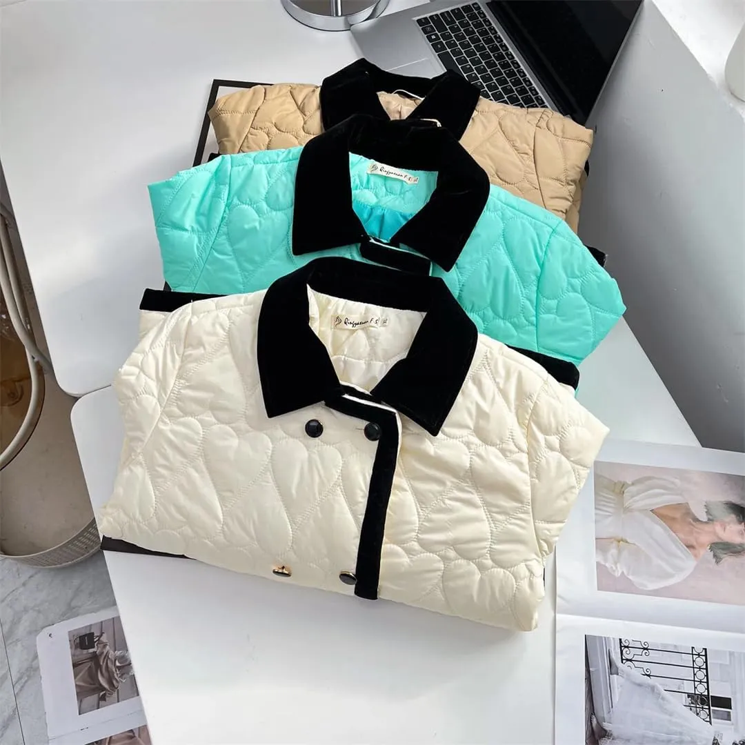 Autumn Winter Contrast Color Cotton-Padded Coat Women's Warm Parkas