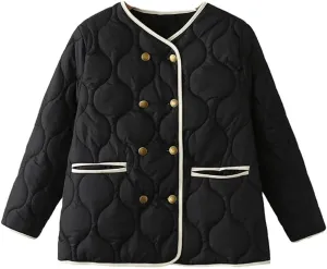Autumn Winter Women Thin Parkas Jacket Warm Double Breasted Cotton-Padded Coat