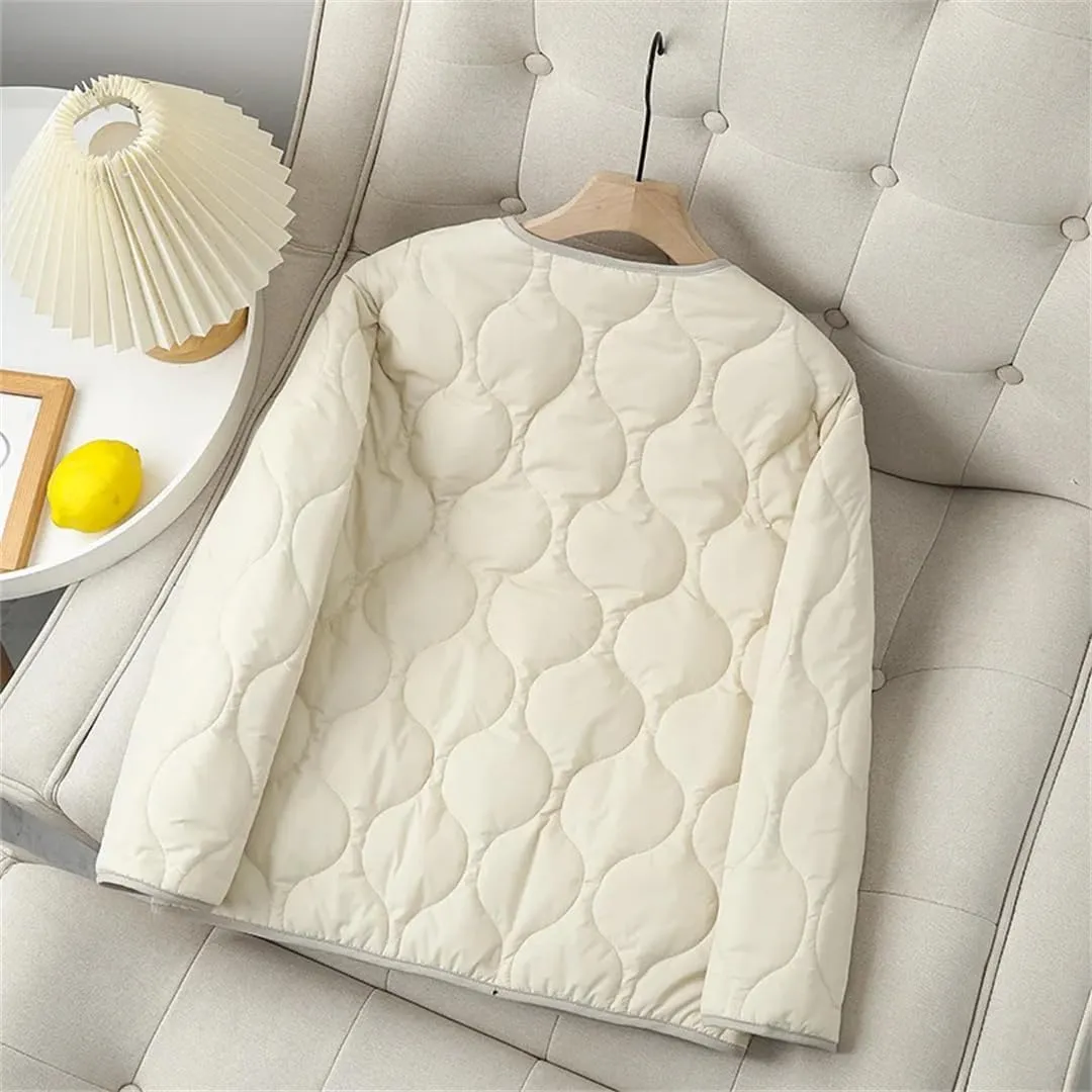 Autumn Winter Women Thin Parkas Jacket Warm Double Breasted Cotton-Padded Coat