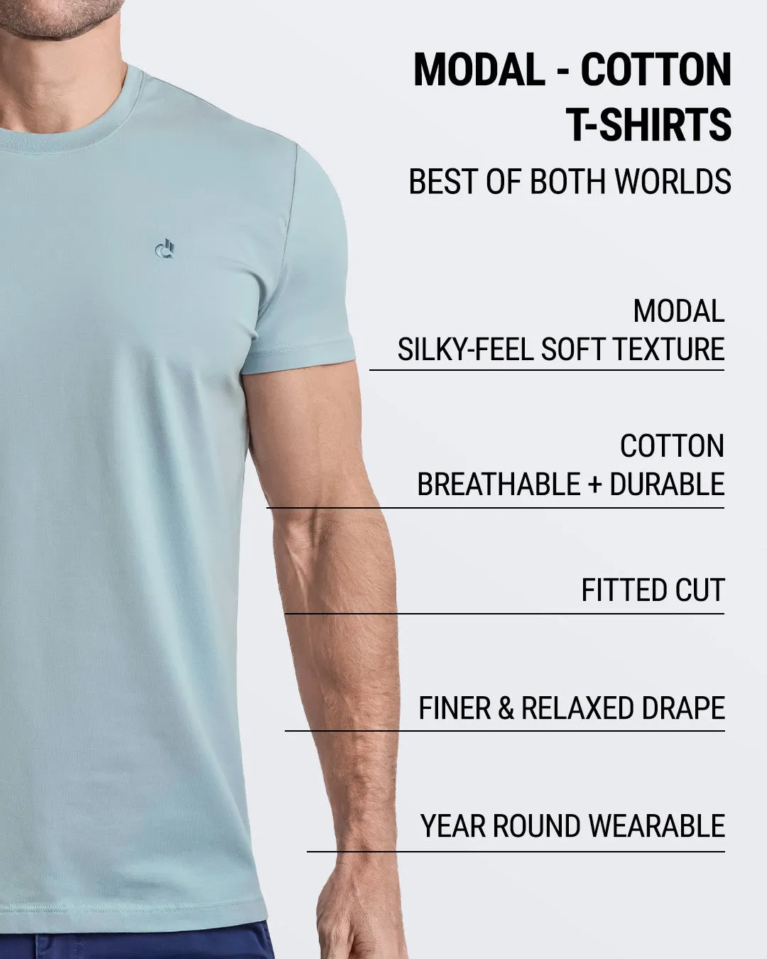 BARELY TEAL - Modal Cotton T-Shirt