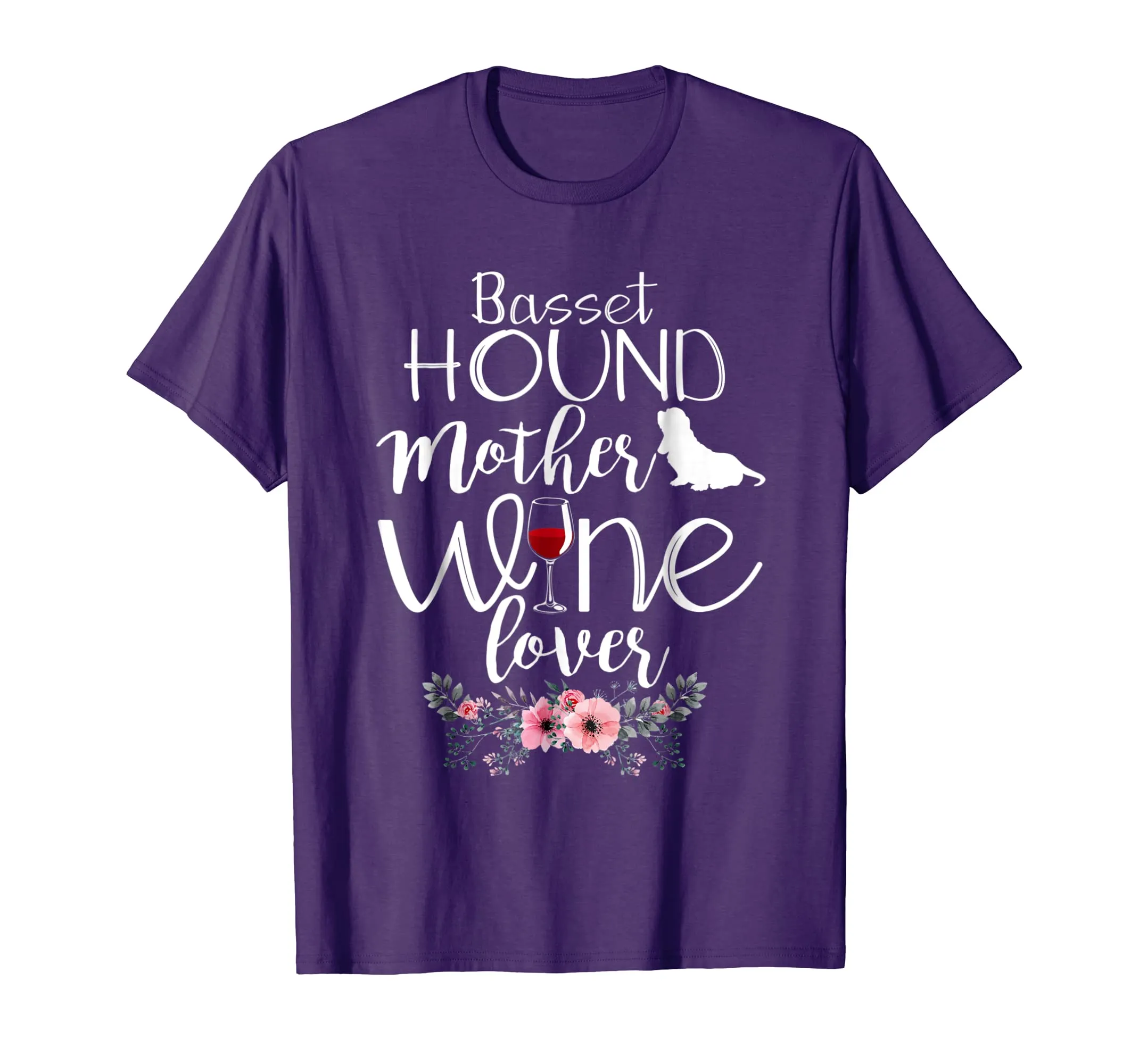 BASSET HOUND MOTHER WINE LOVER GIFT TSHIRT