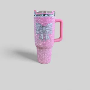 Beauty Stash - Pink Bling Bow 40 ounce Insulated Tumbler