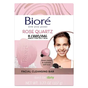 Bioré Quartz Charcoal Facial Cleansing Bar Vegan Friendly Rose