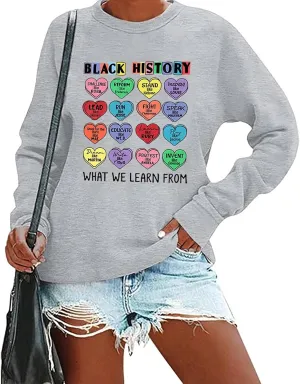 Black History Sweatshirts for Women Long Sleeve Black History Month Shirts African American Culture Proud Pullover Tops