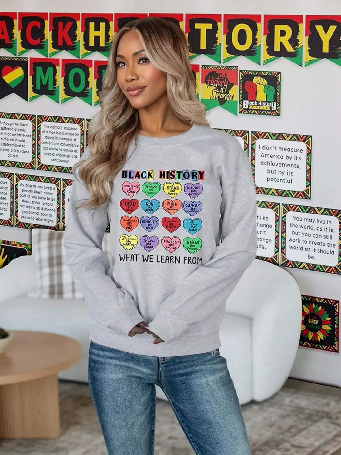 Black History Sweatshirts for Women Long Sleeve Black History Month Shirts African American Culture Proud Pullover Tops