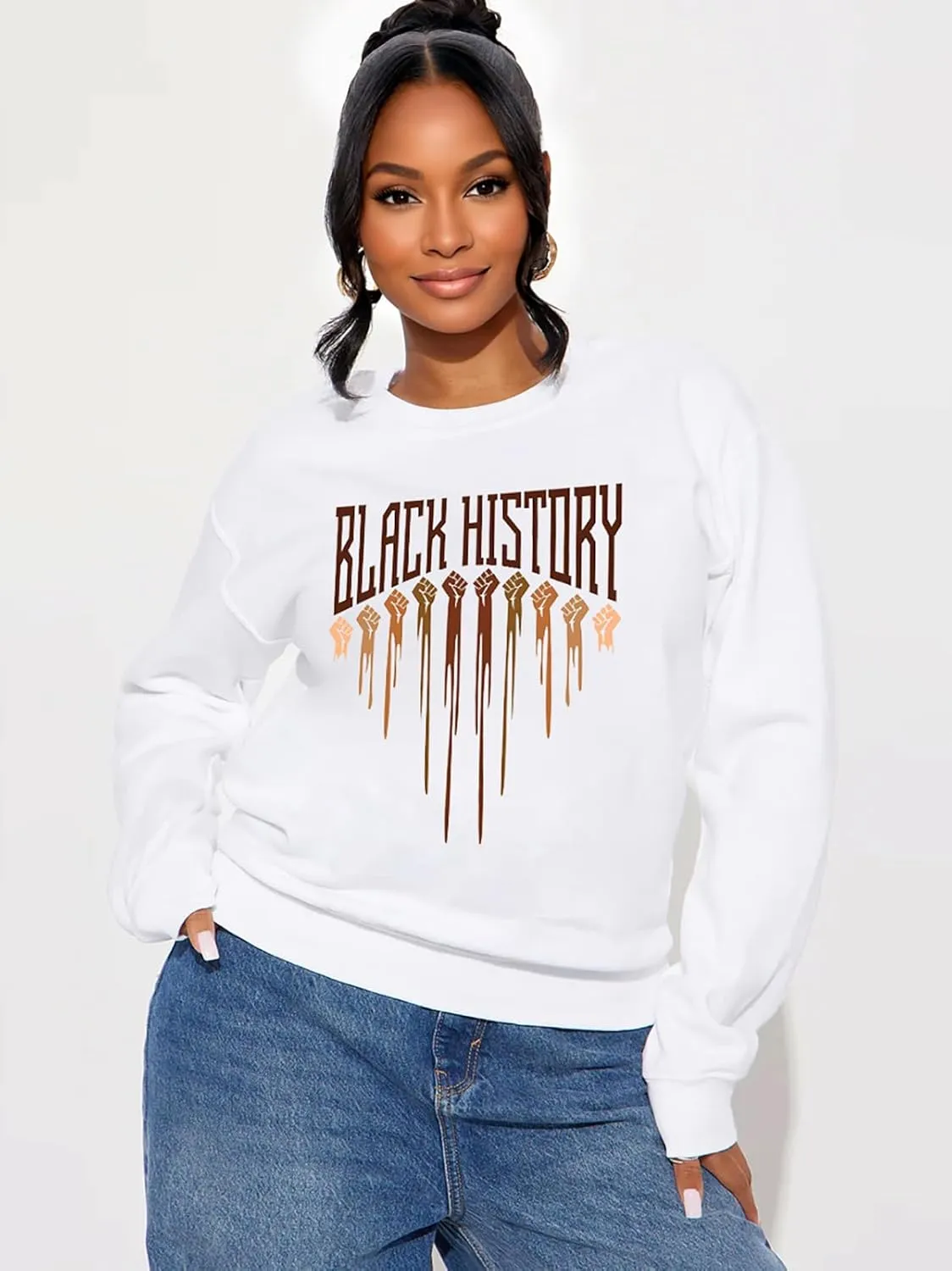 Black History Sweatshirts for Women Long Sleeve Black History Month Shirts African American Culture Proud Pullover Tops