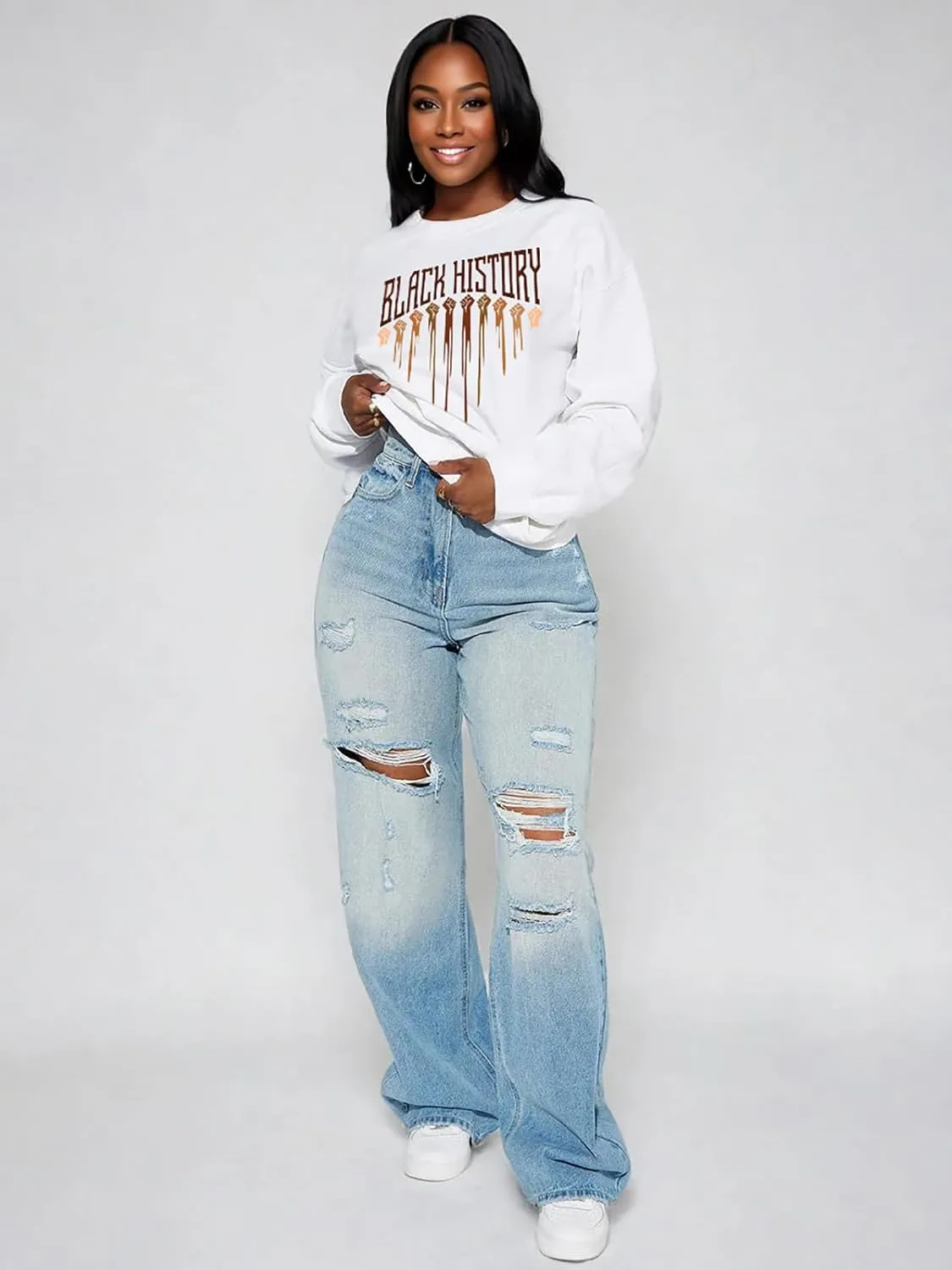 Black History Sweatshirts for Women Long Sleeve Black History Month Shirts African American Culture Proud Pullover Tops