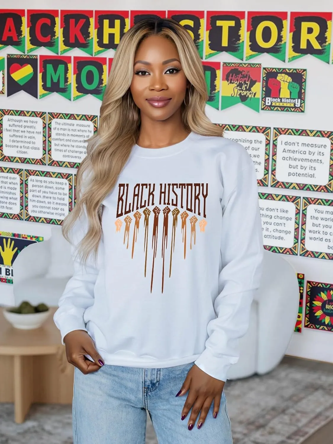 Black History Sweatshirts for Women Long Sleeve Black History Month Shirts African American Culture Proud Pullover Tops