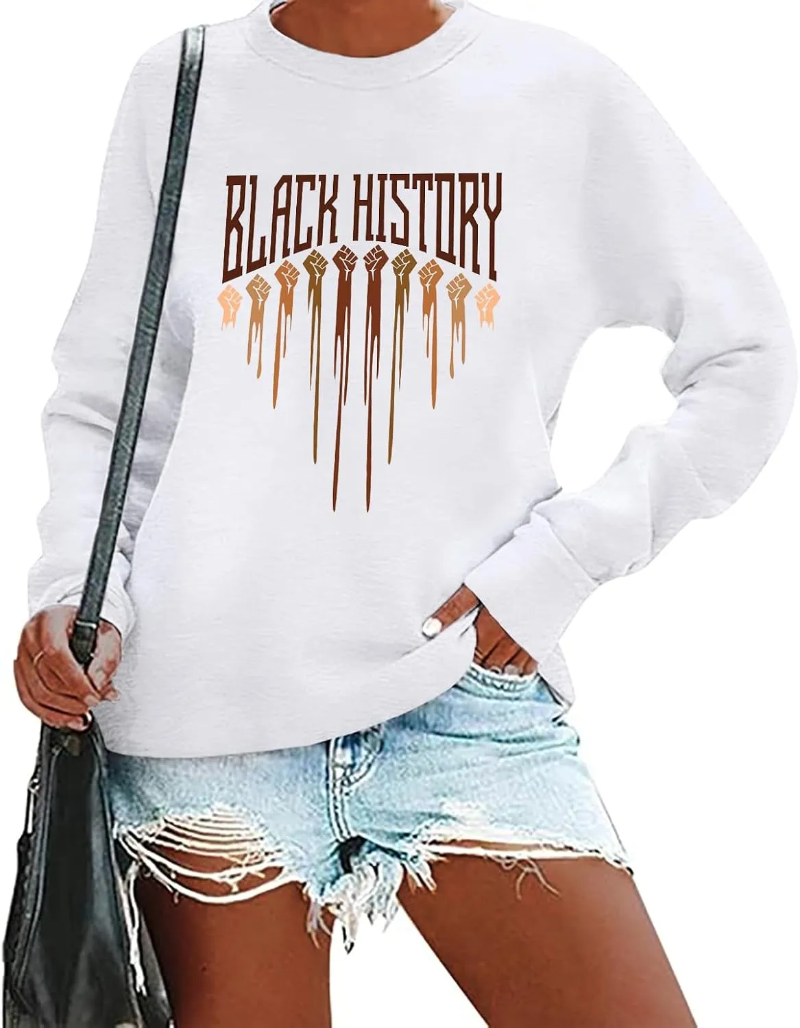 Black History Sweatshirts for Women Long Sleeve Black History Month Shirts African American Culture Proud Pullover Tops