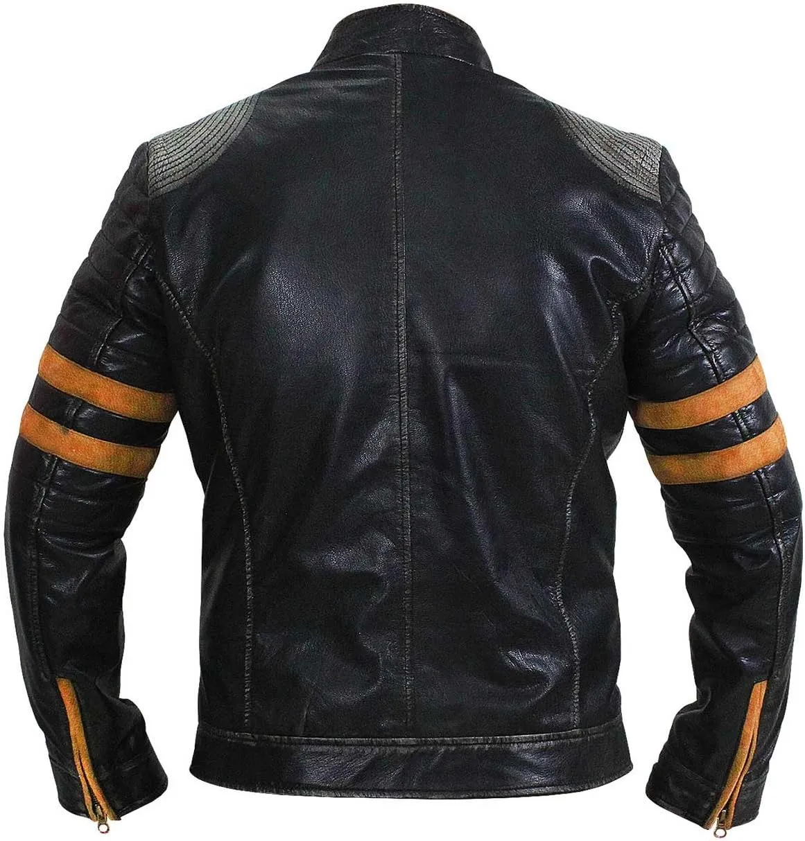 Black Leather Jacket Men - Black Real Lambskin Mens Motorcycle Jacket