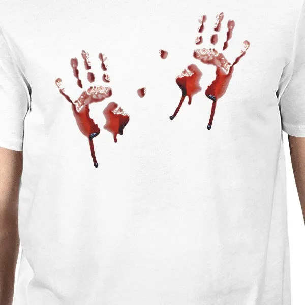 Bloody Handprints Mens White Shirt