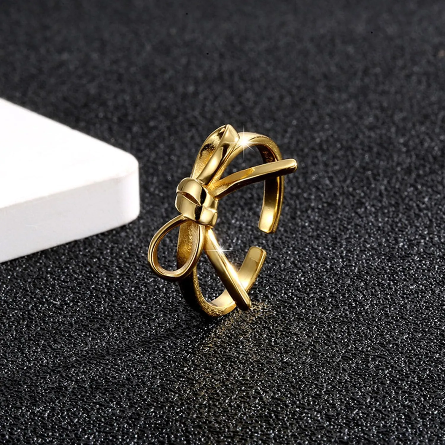 Bow Ring for Women Dainty Gold Bowknot Rings Pink Bow Ribbon Ring Promise Rings for Women