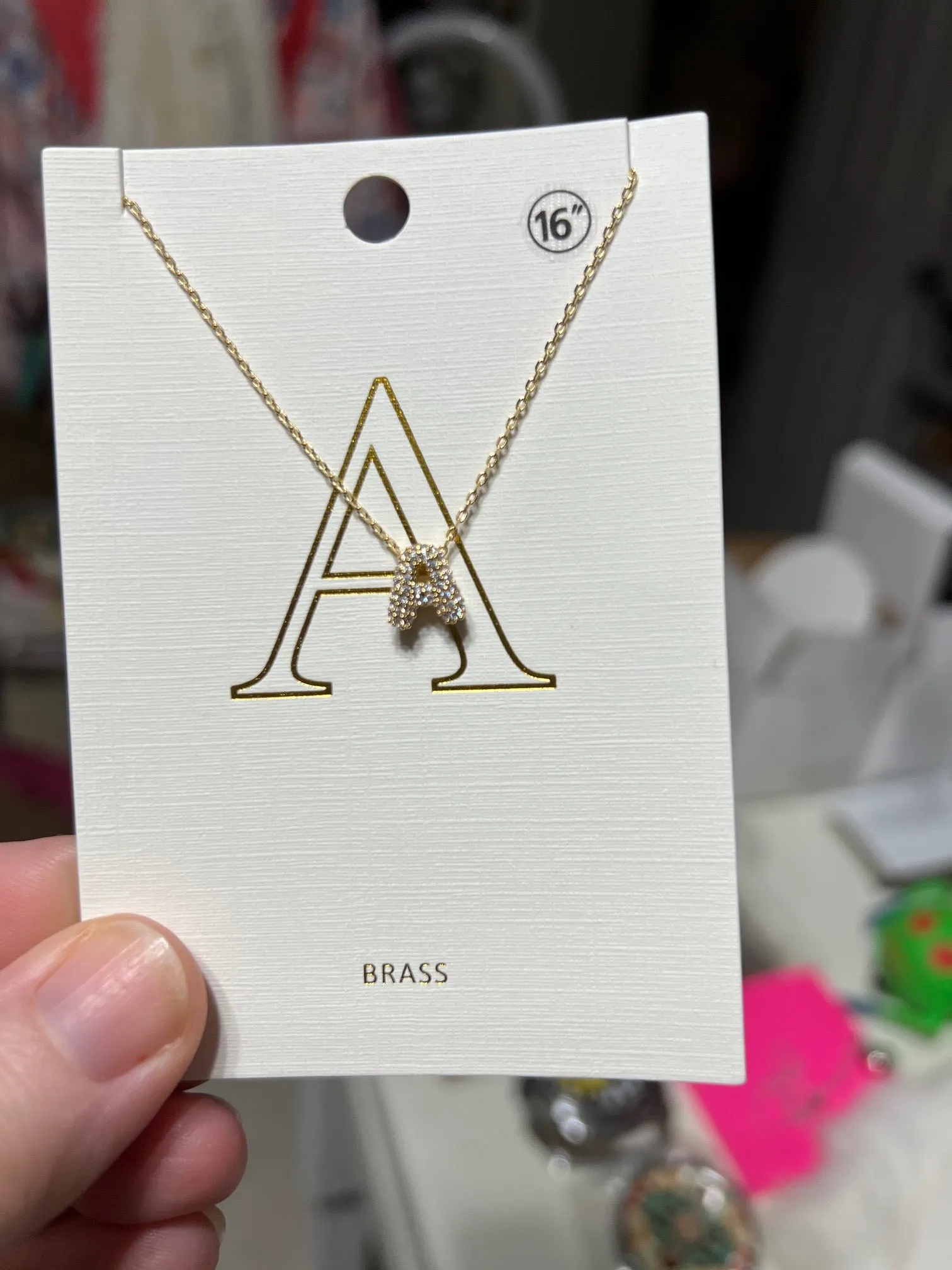 Brass Letter Necklace  - 16 inch