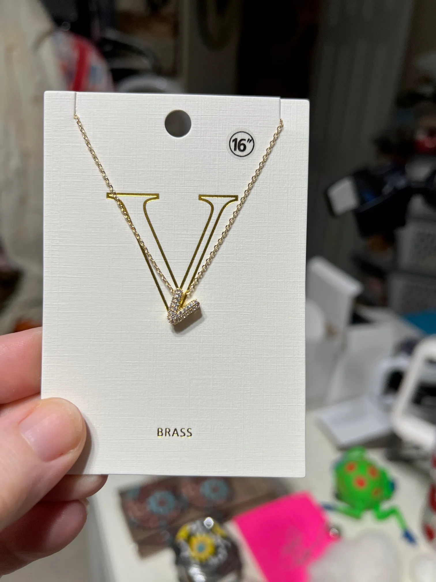 Brass Letter Necklace  - 16 inch