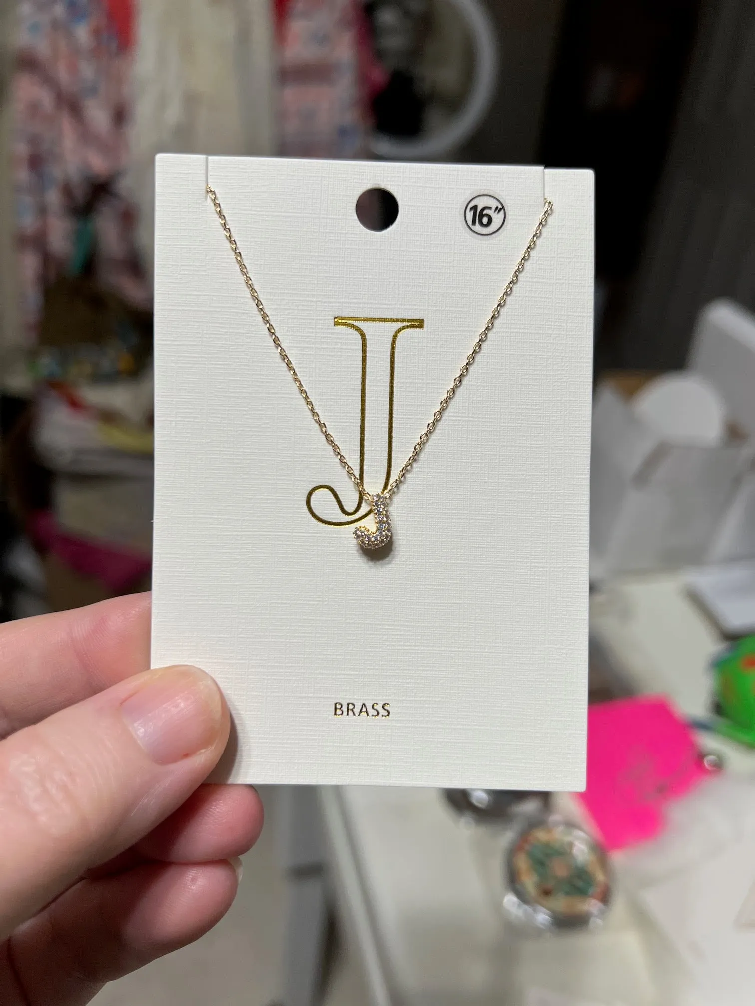Brass Letter Necklace  - 16 inch