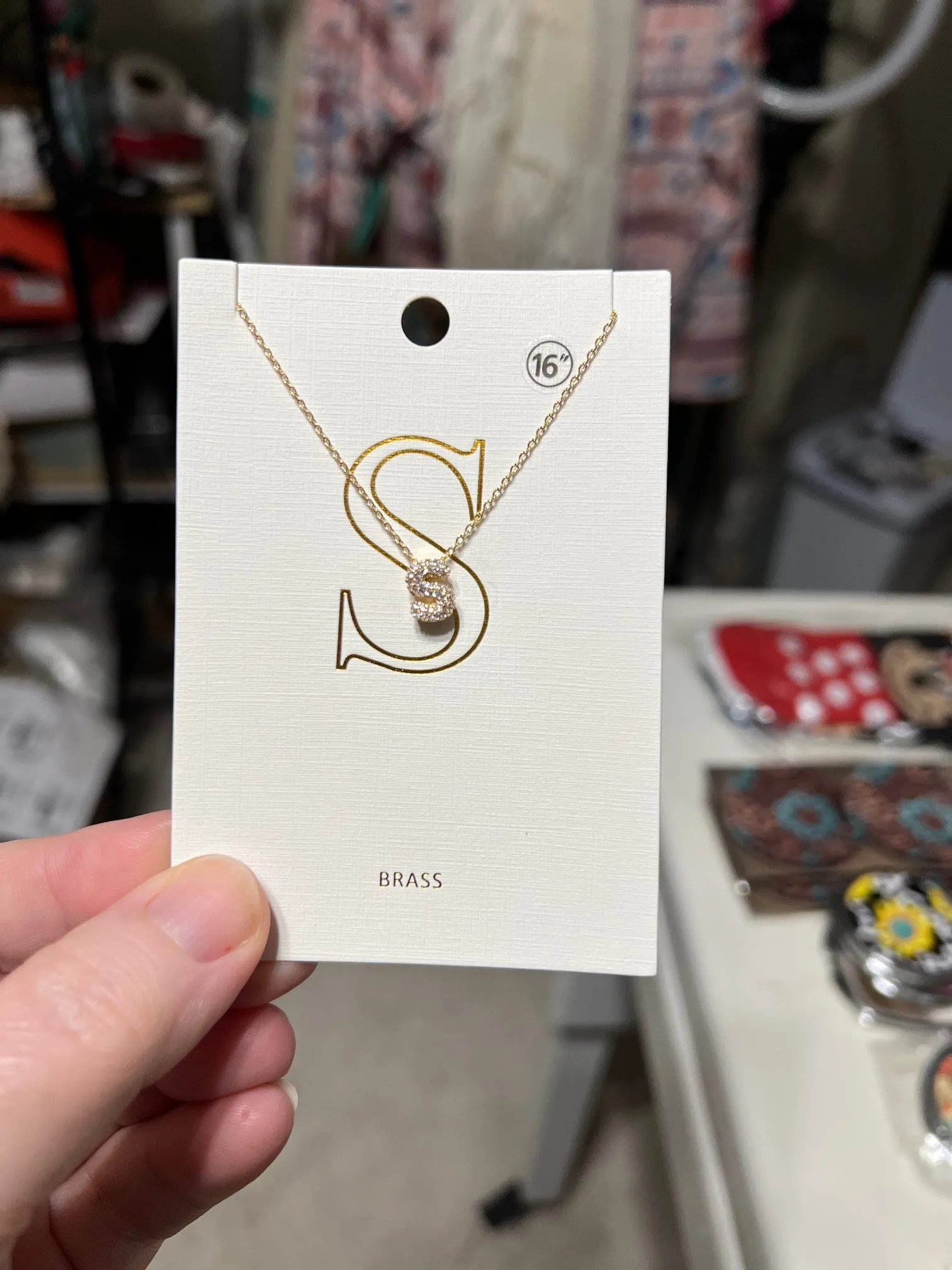 Brass Letter Necklace  - 16 inch