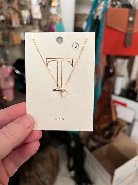 Brass Letter Necklace  - 16 inch