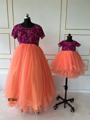 BT1442  "Sunkissed Coral Bloom - Mom & Babe Festive Duo