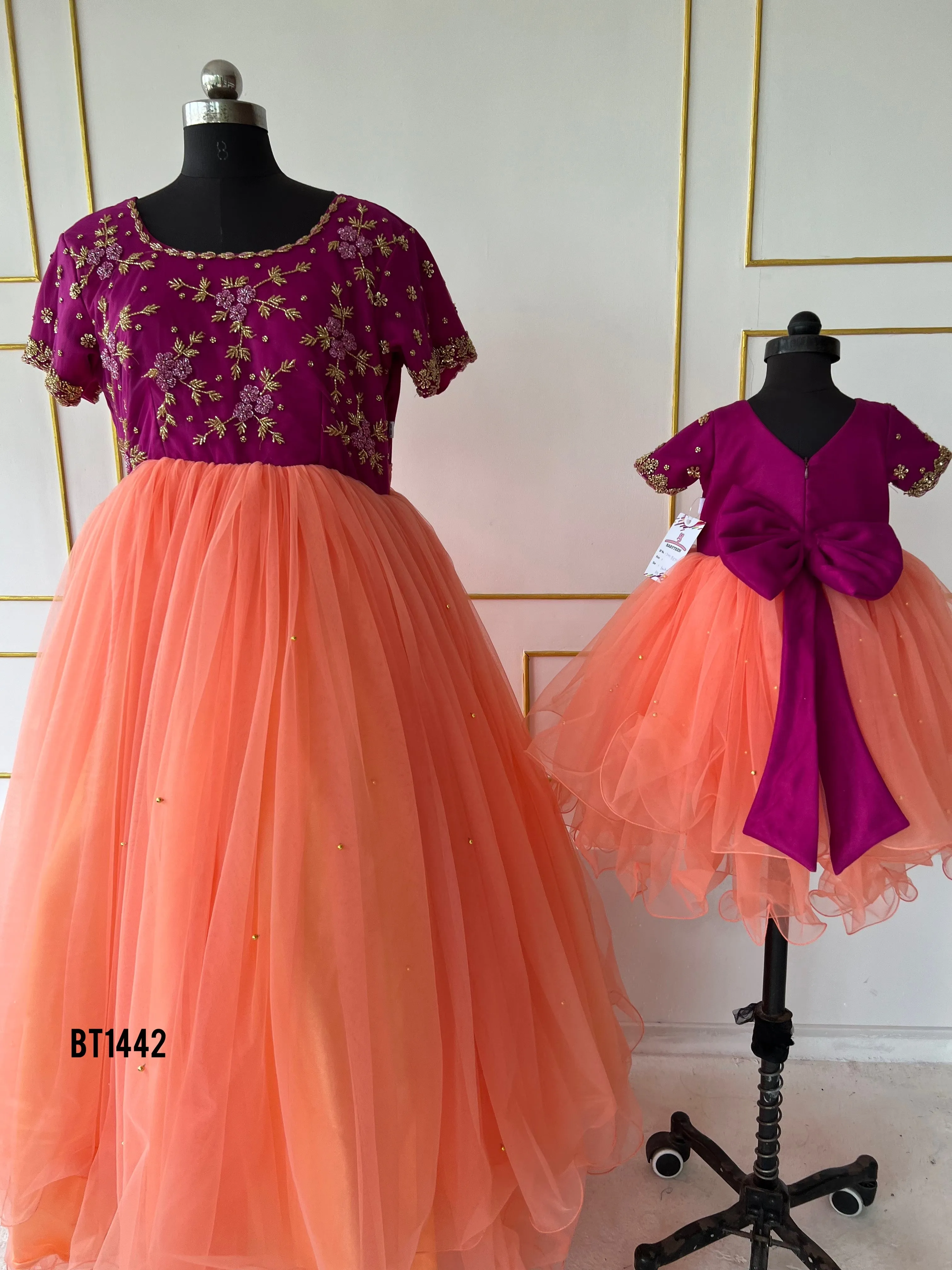 BT1442  "Sunkissed Coral Bloom - Mom & Babe Festive Duo