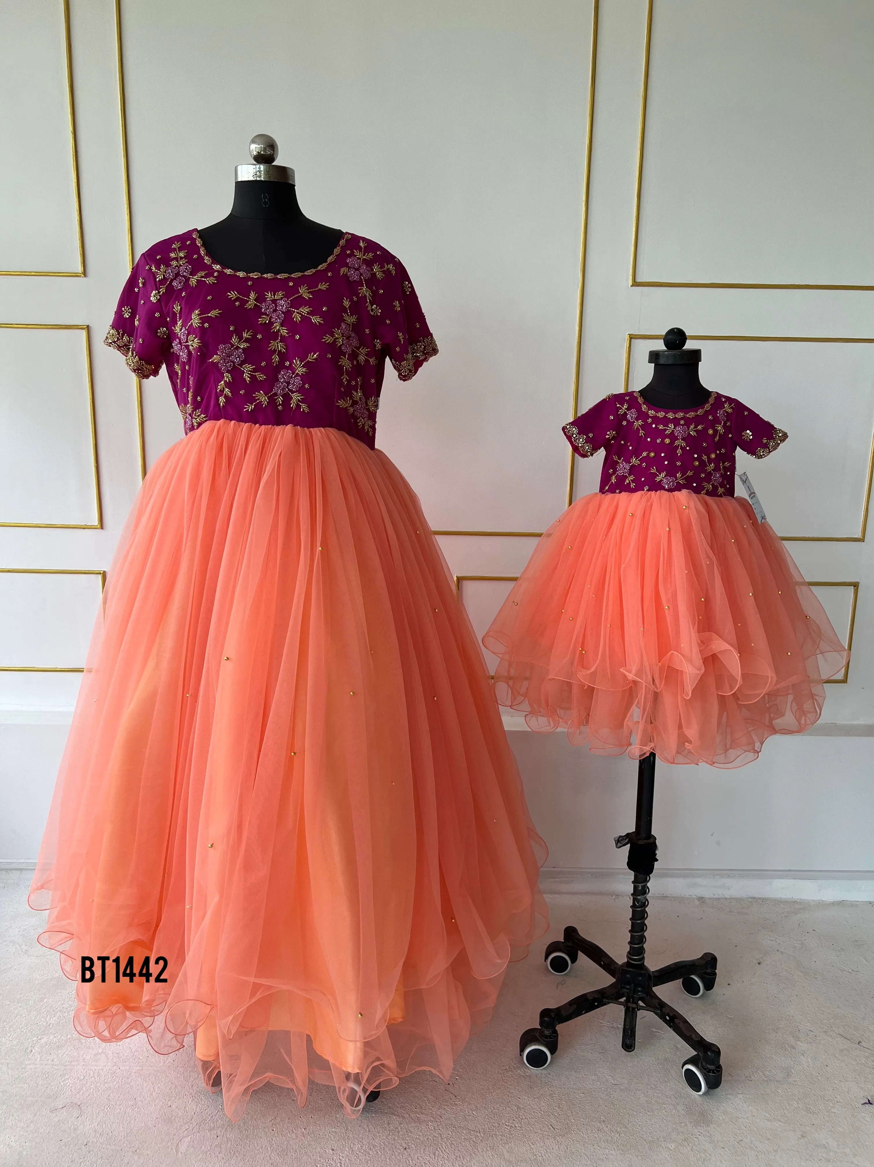BT1442  "Sunkissed Coral Bloom - Mom & Babe Festive Duo