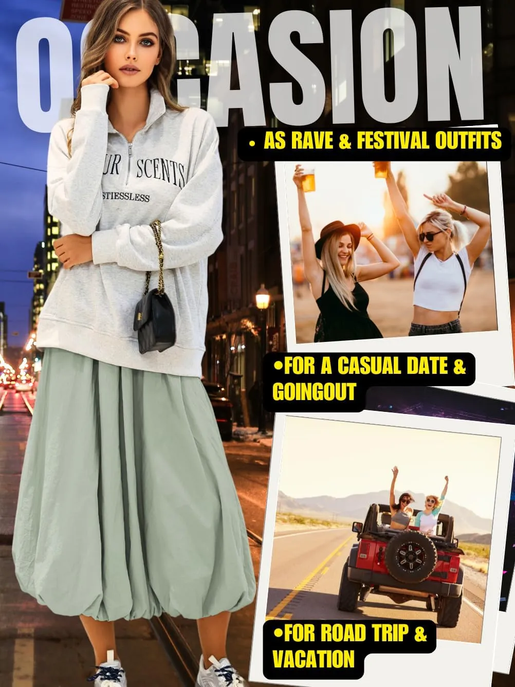 Bubble Midi Skirt with Pockets, Puffy Hem Maxi Long Skirts for Women, Balloon Going Out Concert Outfits