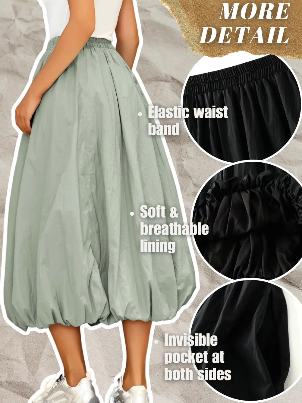 Bubble Midi Skirt with Pockets, Puffy Hem Maxi Long Skirts for Women, Balloon Going Out Concert Outfits