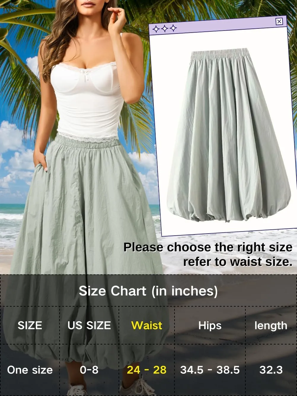 Bubble Midi Skirt with Pockets, Puffy Hem Maxi Long Skirts for Women, Balloon Going Out Concert Outfits
