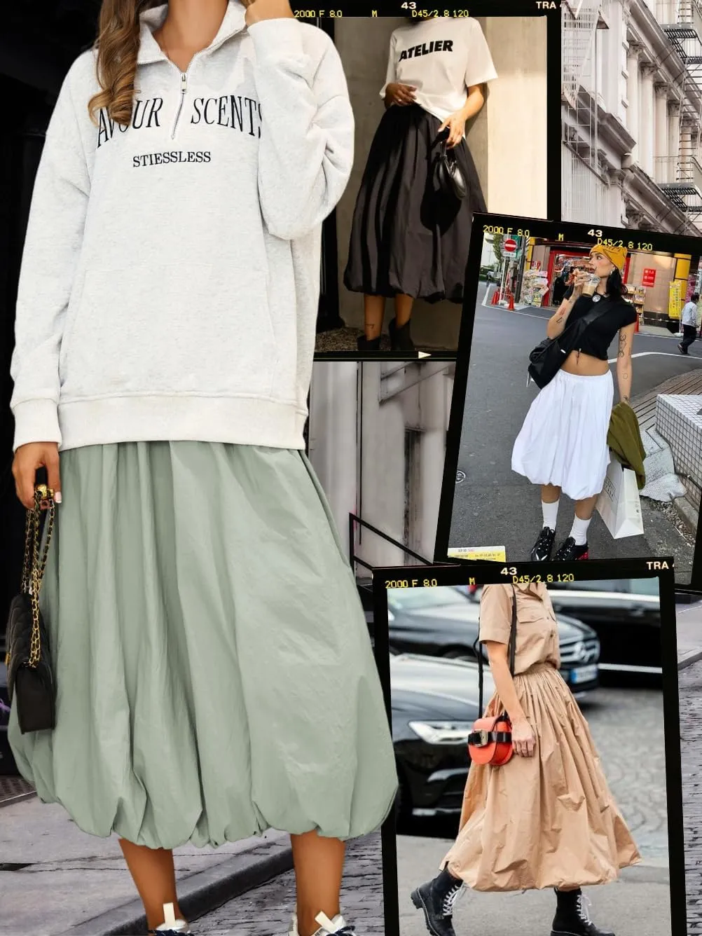 Bubble Midi Skirt with Pockets, Puffy Hem Maxi Long Skirts for Women, Balloon Going Out Concert Outfits
