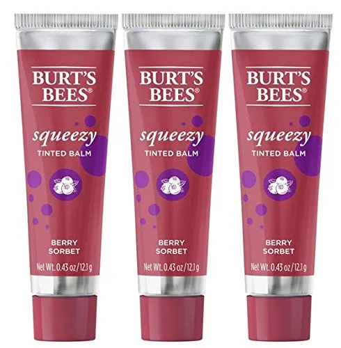 Burt's Bees 100% Natural Origin Squeezy Tinted Lip Balm, Berry Sorbet, 0.43 Ounce Squeeze Tube (Pack of 3)