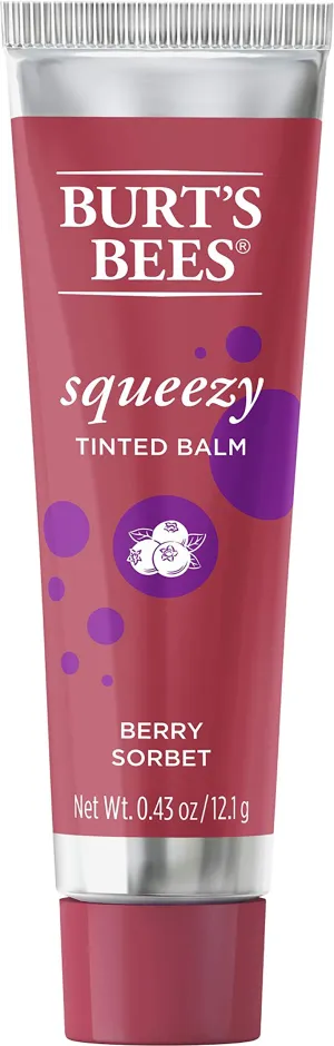 Burt's Bees 100% Natural Origin Squeezy Tinted Lip Balm, Berry Sorbet, 0.43 Ounce Squeeze Tube (Pack of 3)