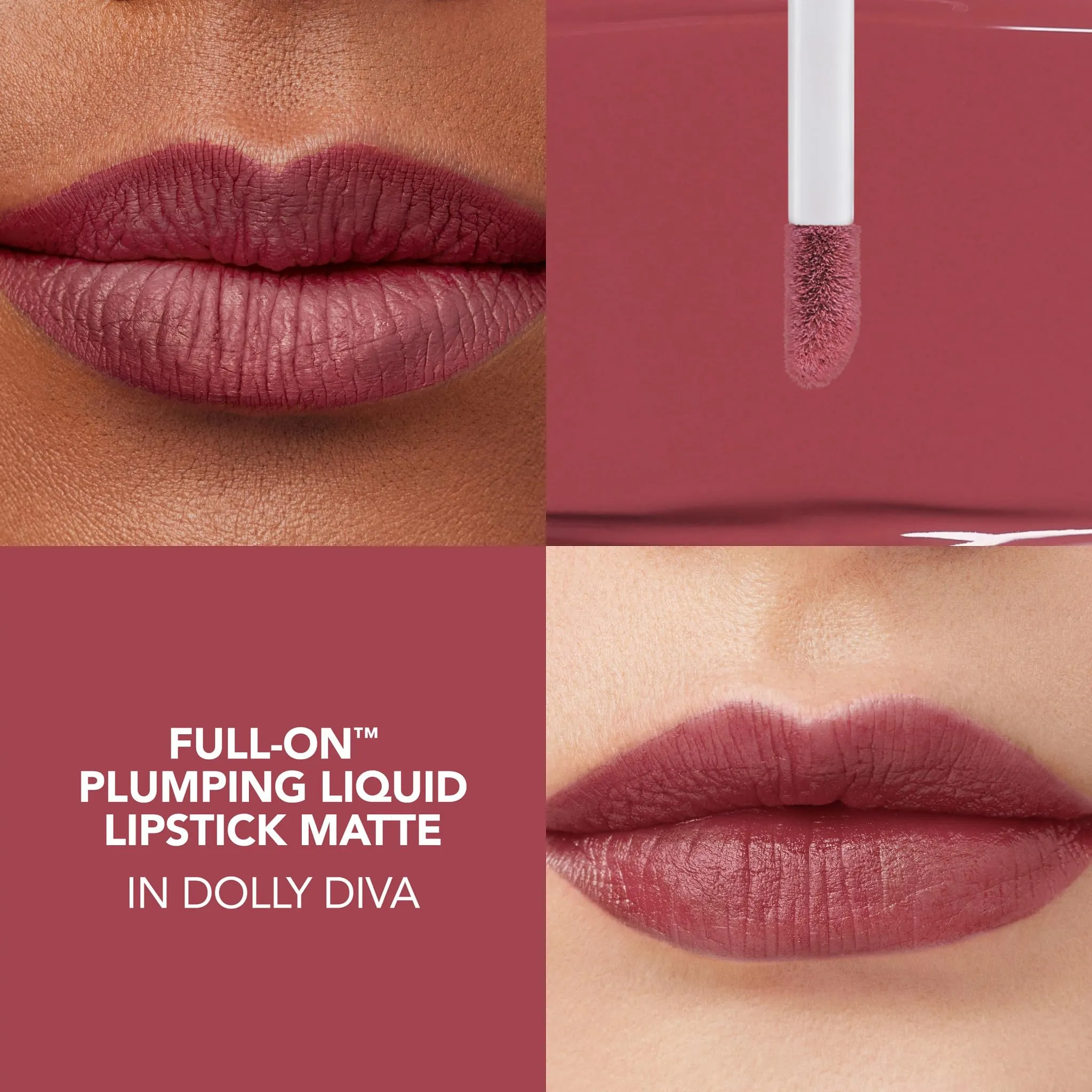 Buxom Full-On Plumping Liquid Lipstick Matte, Plumping Lip Color with Vitamin E, Hyaluronic Acid & Plumping Peptide Complex, Hydrates & Smooths Lip Lines, Transfer-Proof, Cruelty-Free (Dolly Diva)