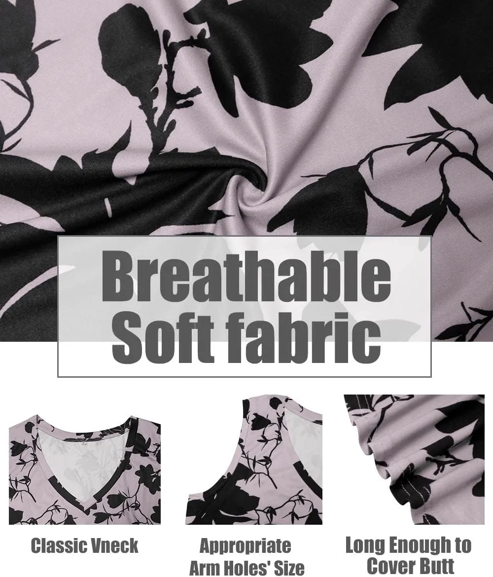 CARCOS Plus Size Tank Tops for Women V Neck Sleeveless T Shirts Solid/Tie Dye/Floral Camisole Casual Tanks for Summer XL-5XL