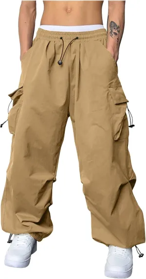 Cargo Pant for Men Lightweight Casual Joggers Drawstring Elastic Waist Work Pants Multi Pockets