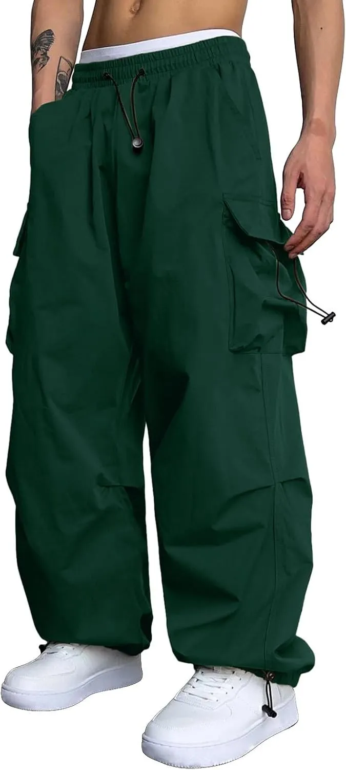 Cargo Pant for Men Lightweight Casual Joggers Drawstring Elastic Waist Work Pants Multi Pockets
