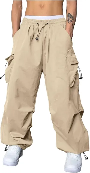 Cargo Pant for Men Lightweight Casual Joggers Drawstring Elastic Waist Work Pants Multi Pockets