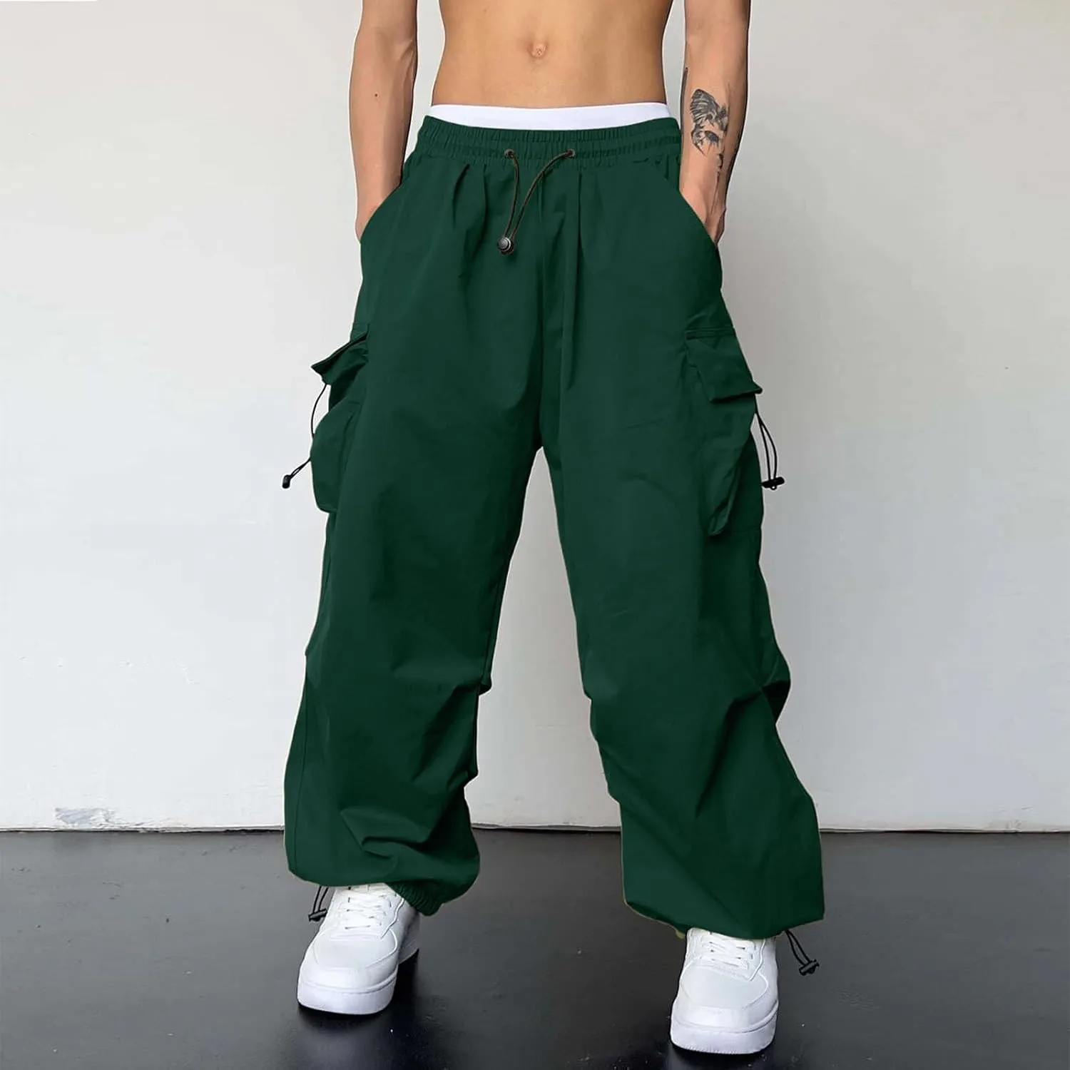 Cargo Pant for Men Lightweight Casual Joggers Drawstring Elastic Waist Work Pants Multi Pockets